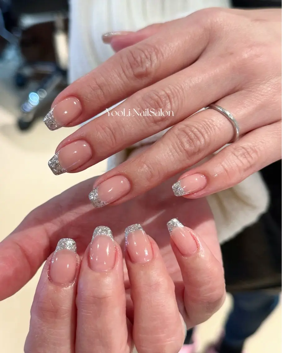 ネイル アートネイル オーロラネイル チークネイル フレンチネイル ガラスフレンチ 🎀🎀YooLi Nail Salonのネイルデザイン