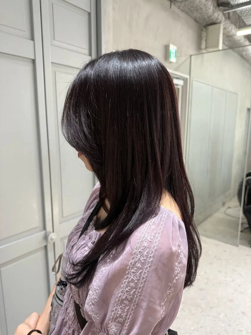 ロング パープルカラー レイヤーカット 似合わせカラー/ヘア セット💐本多恵美のヘアスタイル