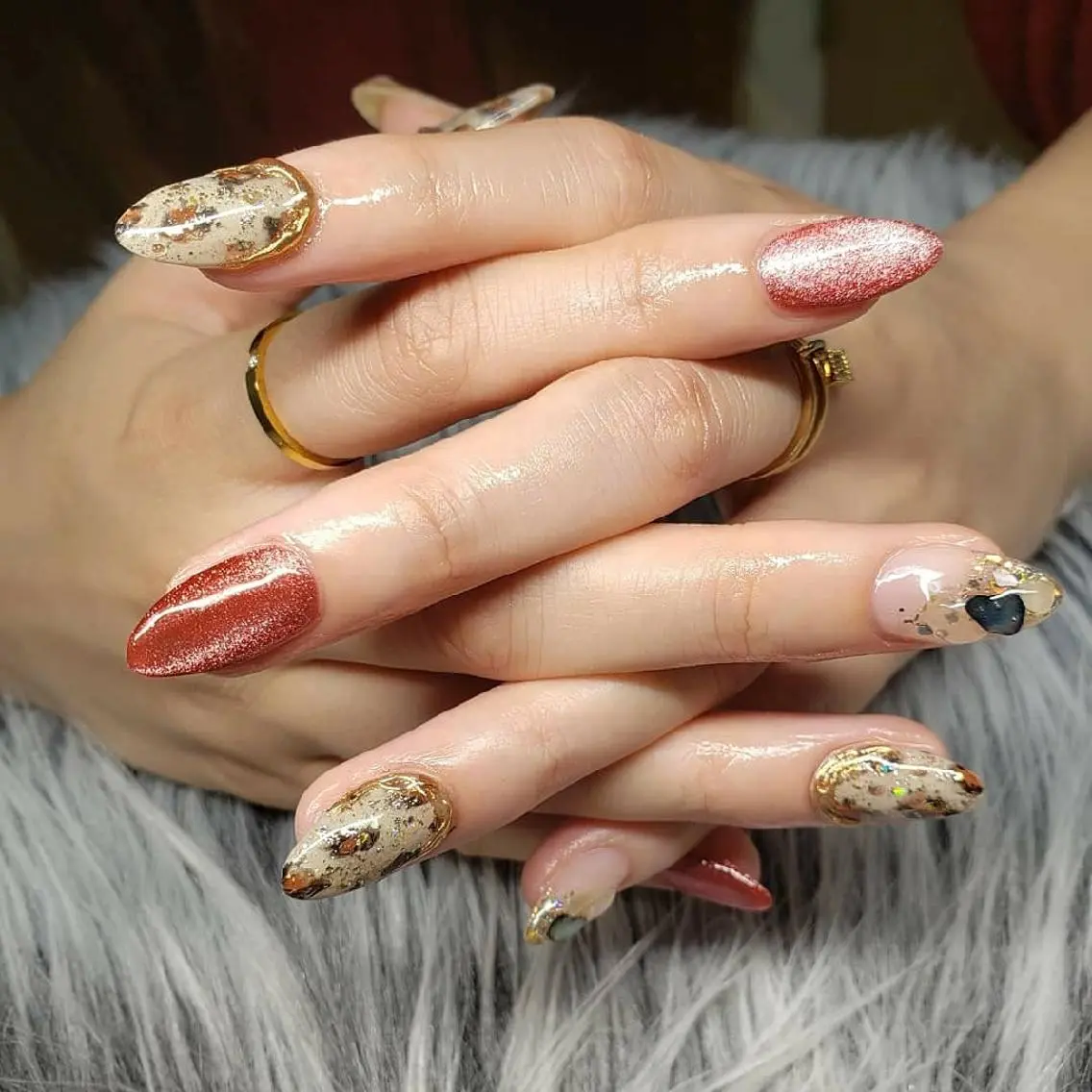ネイル アニマル柄 赤色 冬ネイル Nail salon Coco【溝の口駅】のネイルデザイン