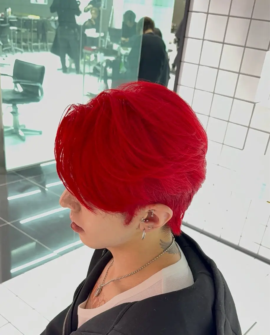 カラー メンズ メンズブリーチ ブリーチ レッドカラー 渋谷ブリーチカラー/ デザインカラー/優希のヘアスタイル