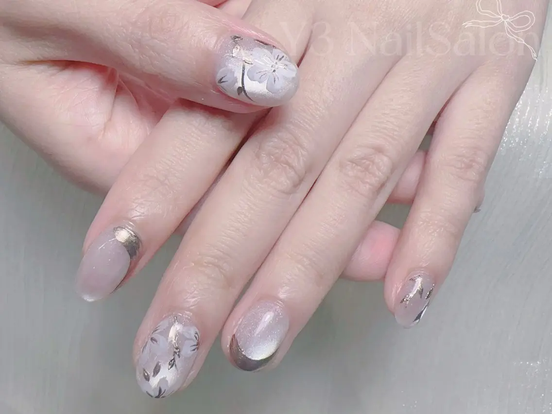 ネイル アートネイル フラワーネイル ミラーネイル 持ち込み ブライダルネイル ハンドネイル Y3 NailSalonのネイルデザイン