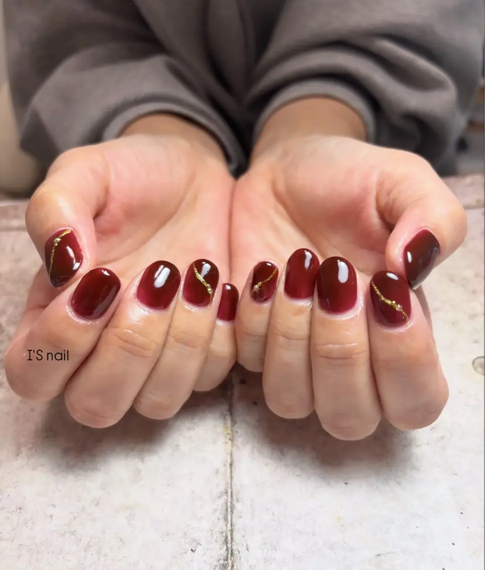 ネイル ボルドー ハンドネイル I'S nail 佐野のネイルデザイン
