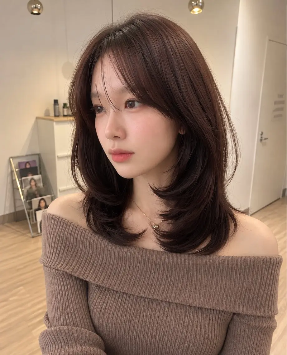 ミディアム カラー レイヤーカット カット ヘアカラー トリートメント 髪質改善🤍艶髪/ 銀座/Makoのヘアスタイル
