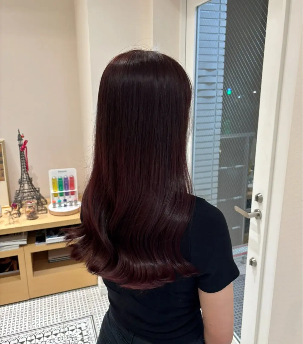 カラー ブリーチ レッドカラー 間島 叶のヘアスタイル