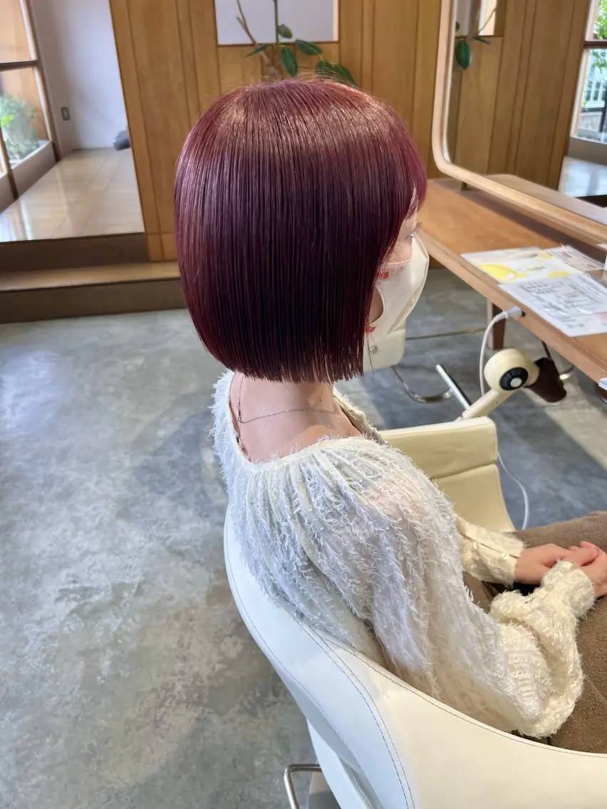 ショート カラー ピンクカラー ボブ WATANABE MISAKIのヘアスタイル