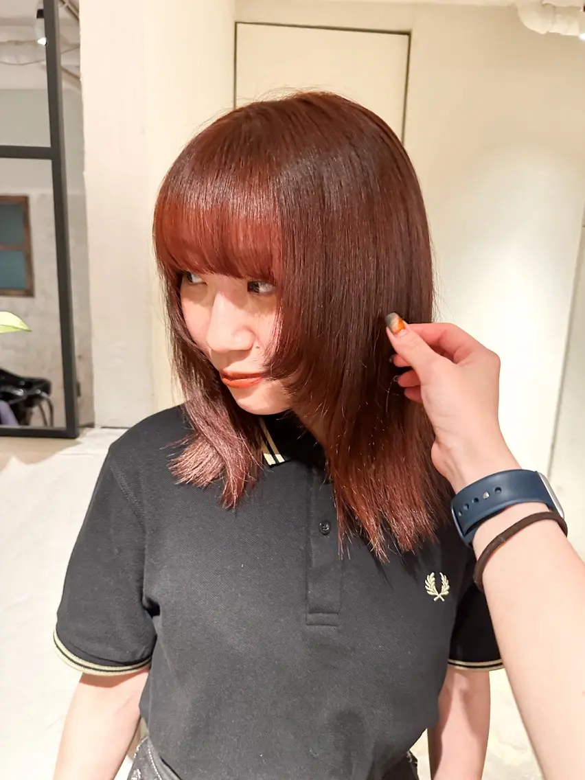 セミロング カラー ヘアアレンジ 🤎ono/ 切りっぱなしボブ🤎のヘアスタイル