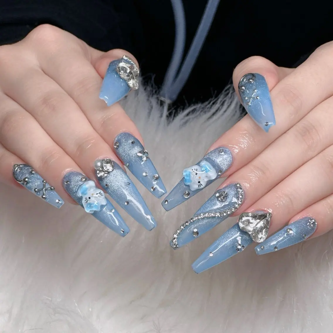 ネイル ロングネイル マグネットネイル リボン 夏ネイル スーパーロングネイル Hani Nail XUKAのネイルデザイン