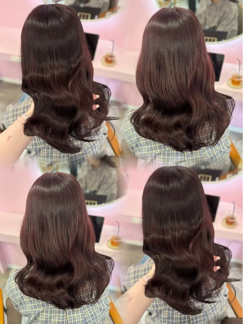 セミロング カラー ラベンダーカラー ラベンダーピンク ピンクカラー カット ヘアカラー トリートメント 𝑴𝒊𝒌𝒖💝 透明感モテカラーのヘアスタイル