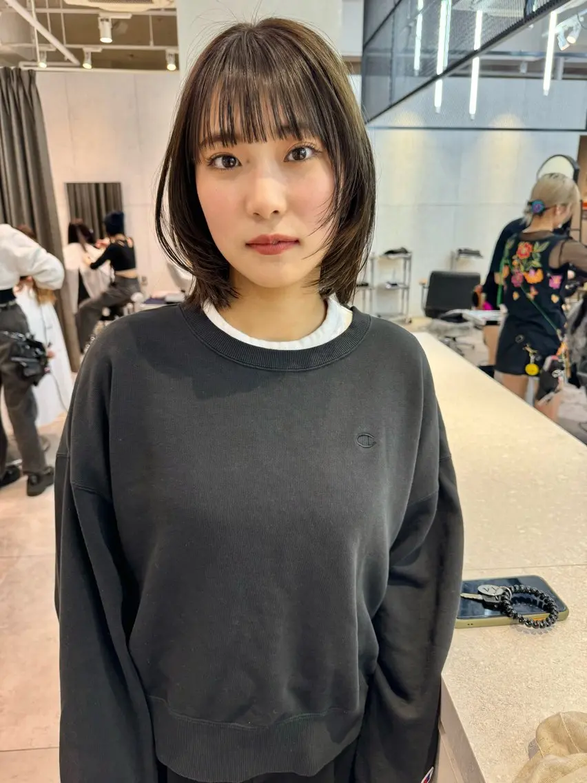 ショート カラー ブラウンカラー オリーブブラウン ボブ 顔周りカット レイヤーカット 顔周りカット/透明感 カラー✂️MEIのヘアスタイル