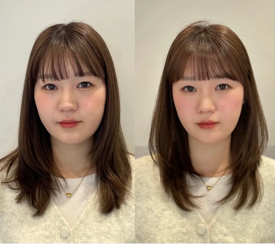ミディアム ミディアムレイヤー ハッシュカット ハイレイヤー 韓国風ヘア レイヤーカット カット ヘアカラー トリートメント ❤︎︎韓国ヘア❤︎︎ 𝑺𝒉𝒊𝒉𝒐のヘアスタイル
