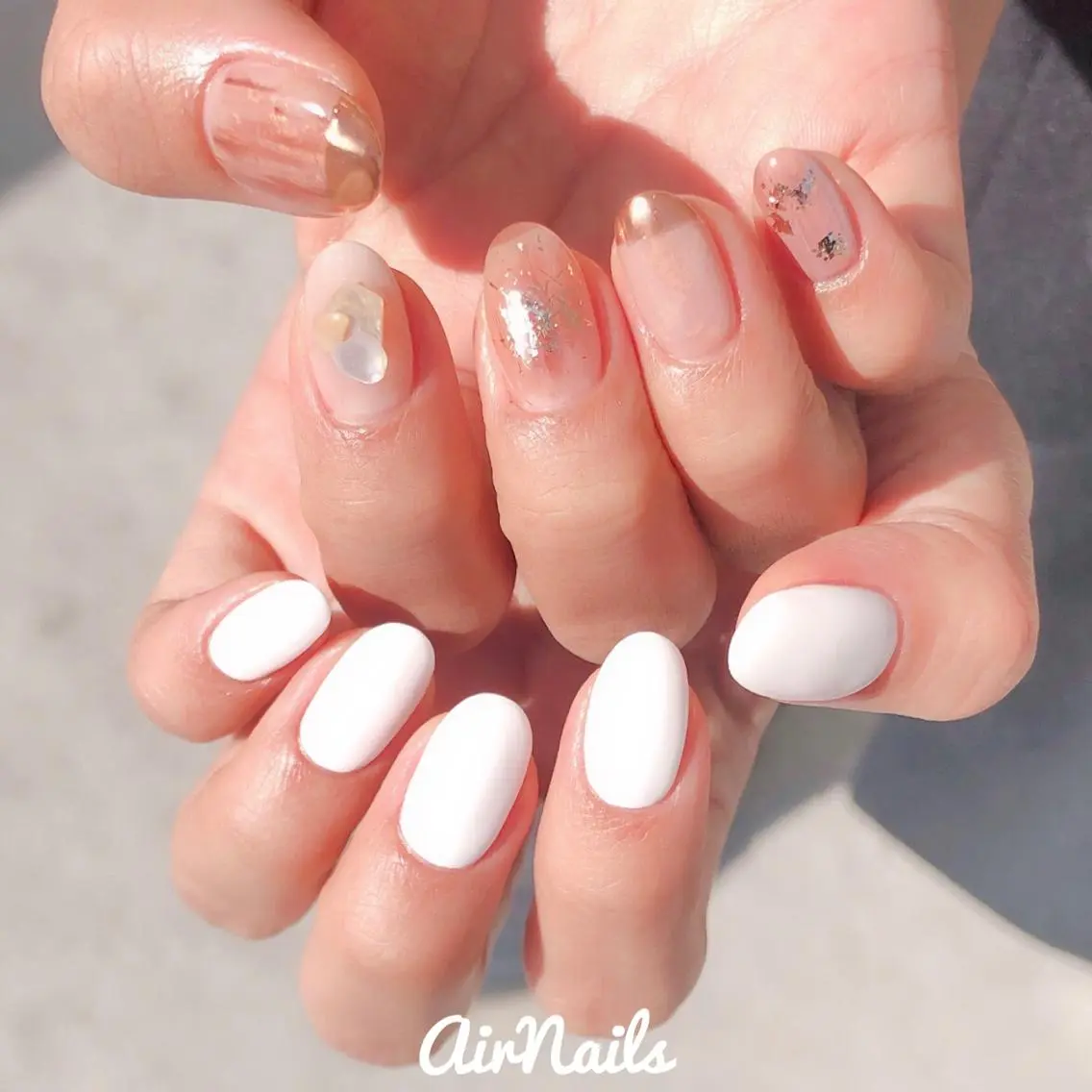 ネイル ニュアンスネイル ホワイト ハンドネイル フットネイル ♡ airnails ♡のネイルデザイン