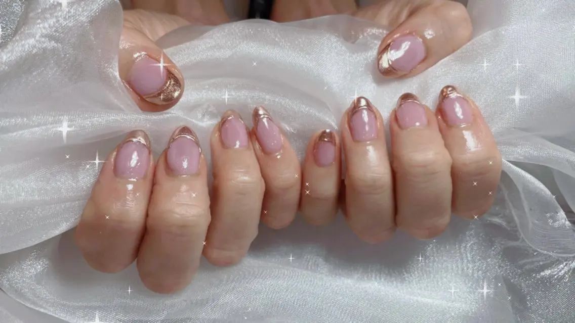 ネイル フレンチネイル ミラーネイル nail salon peachのネイルデザイン