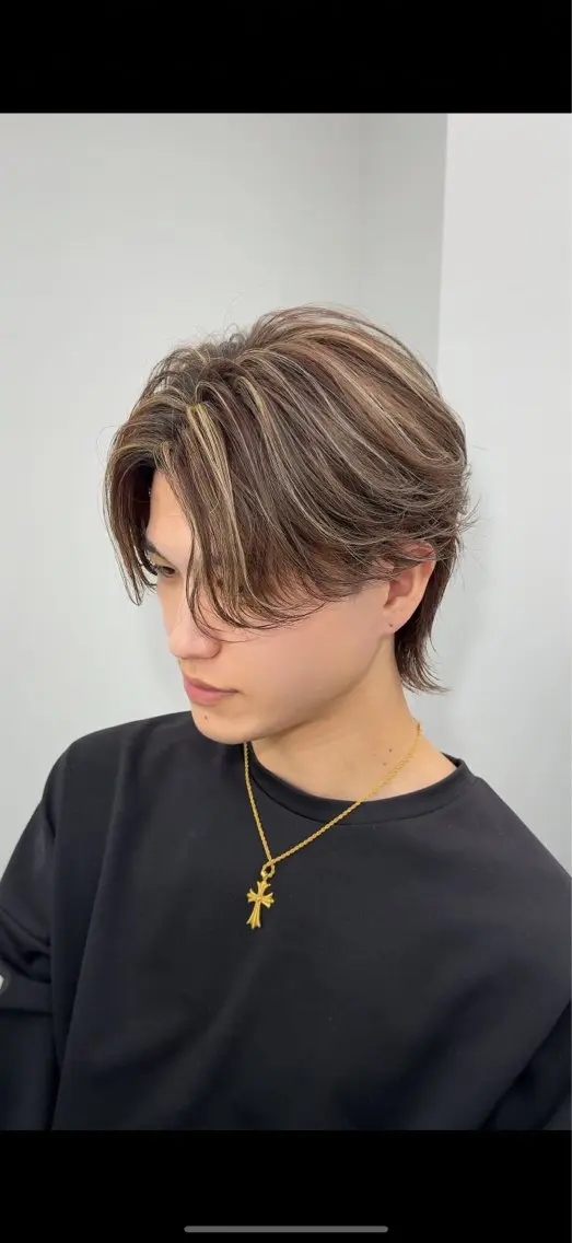 カラー メンズ メンズメッシュ ブラウンカラー メッシュ カット ヘアカラー メンズ特化型美容師 ★あおいのヘアスタイル
