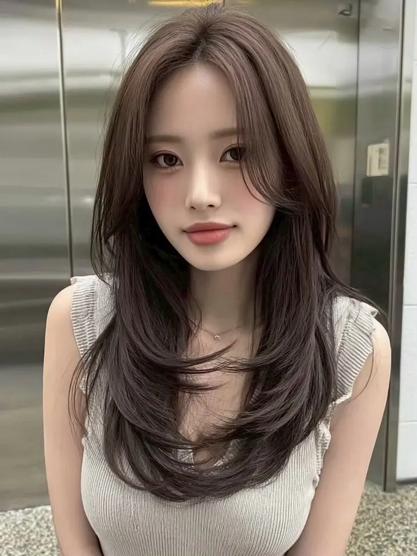 ロング カラー カット ヘアカラー トリートメント ✂️垢抜け/トレンド レイヤー/韓国/IRのヘアスタイル