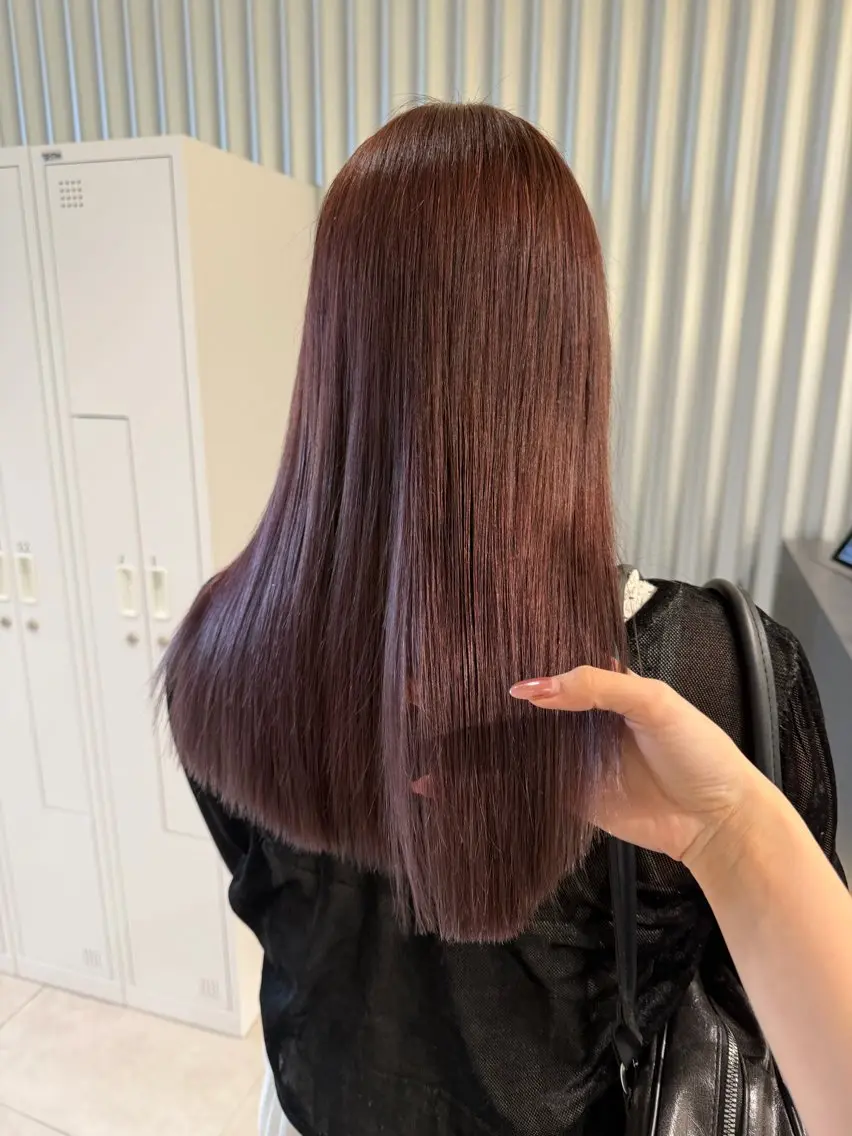 セミロング ヘアカラー トリートメント 🍷秋色ボルドー♡ 艶レイヤー🍇モエカのヘアスタイル