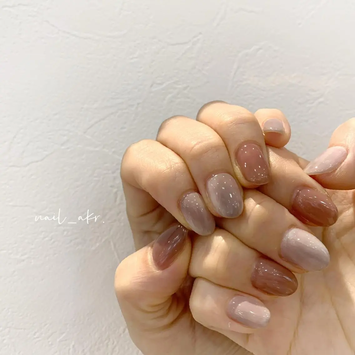 ネイル ブラウン ピンク nailAVANCE akariのネイルデザイン