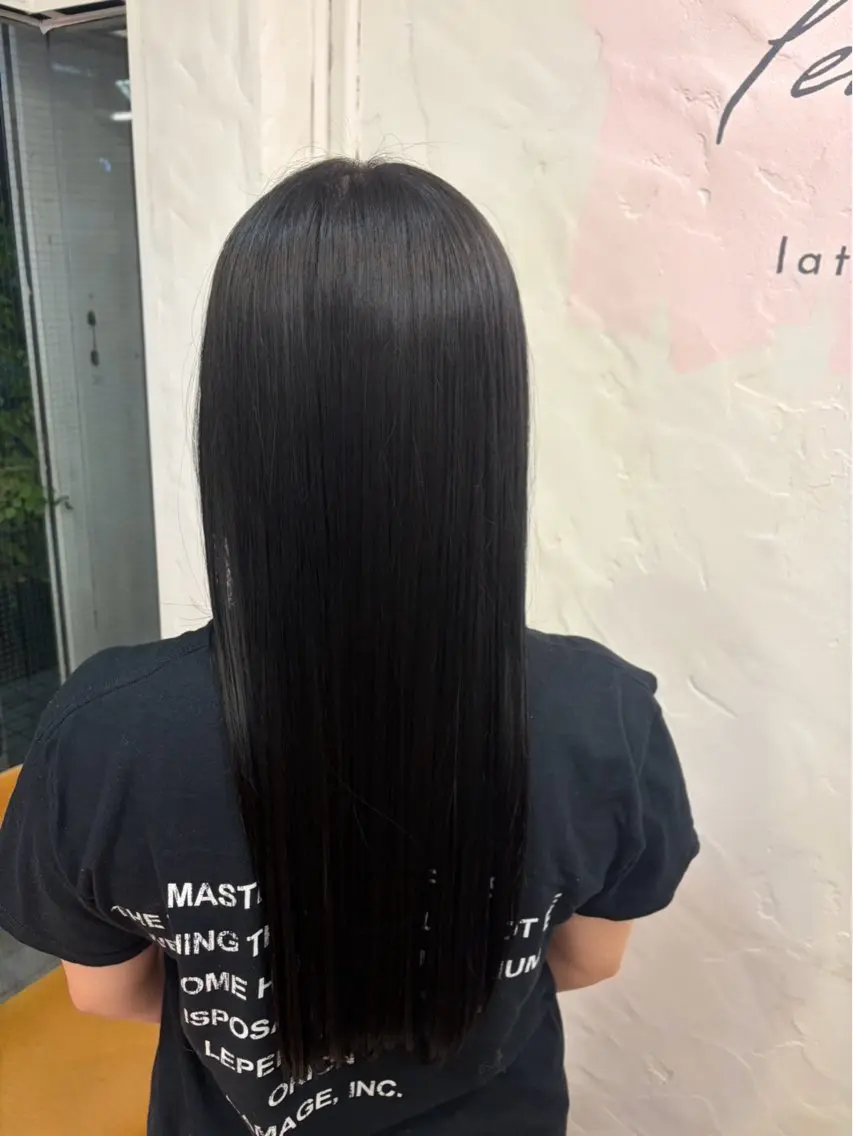 ロング カラー 髪質改善 縮毛矯正 トリートメント 山崎 更紗のヘアスタイル