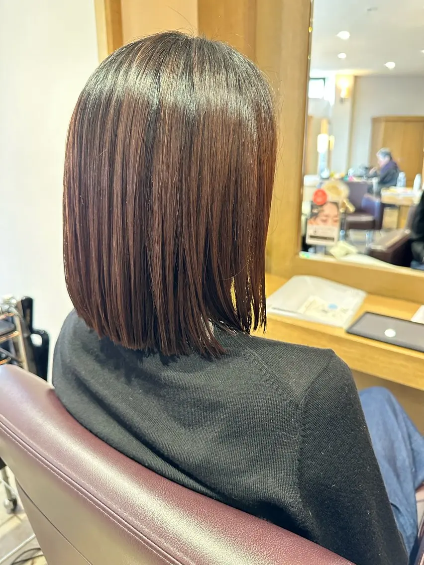 ミディアム 縮毛矯正 トリートメント 横山 美由紀のヘアスタイル