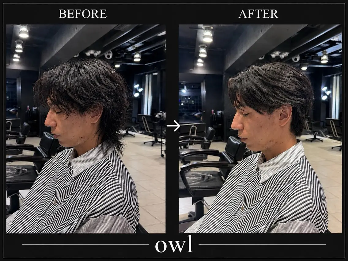 ミディアム パーマ メンズ センターパート 縮毛矯正 カット 縮毛矯正 【フェザーパーマ】 【縮毛矯正】鶴田文のヘアスタイル