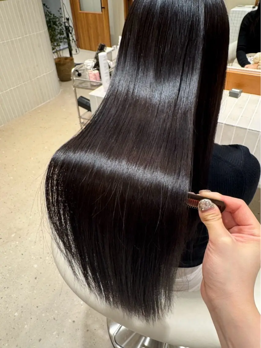 ロング 縮毛矯正 ence銀座 きょうのヘアスタイル