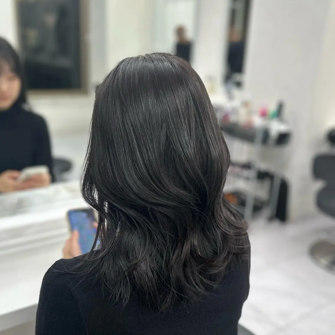 セミロング カラー パーマ ヘアアレンジ メンズ キッズ ブリーチなしカラー/ ブラウン/レイヤーのヘアスタイル