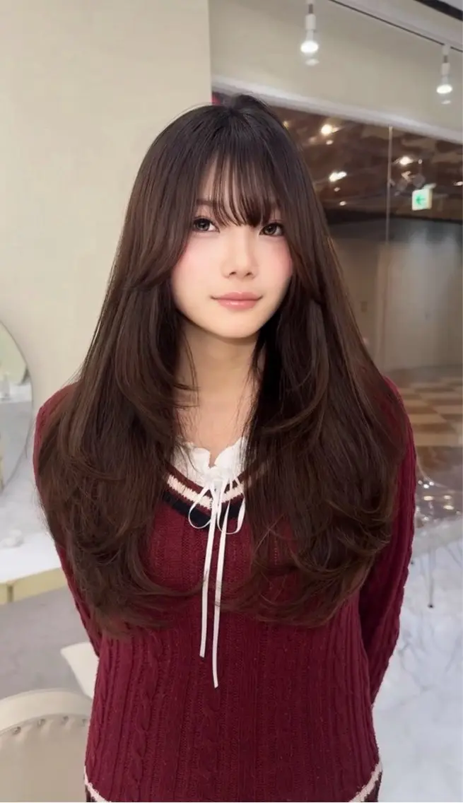 ロング カラー カット ヘアカラー 大人韓国レイヤ ー特化｜角岡泉希🩶のヘアスタイル