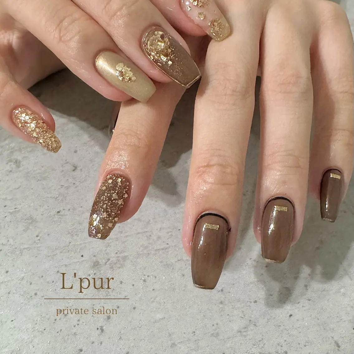 ネイル ブラウン ラメ(グリッター) ミラーネイル 持ち込み ニュアンスネイル ハンドネイル Yuka .Mのその他イメージ