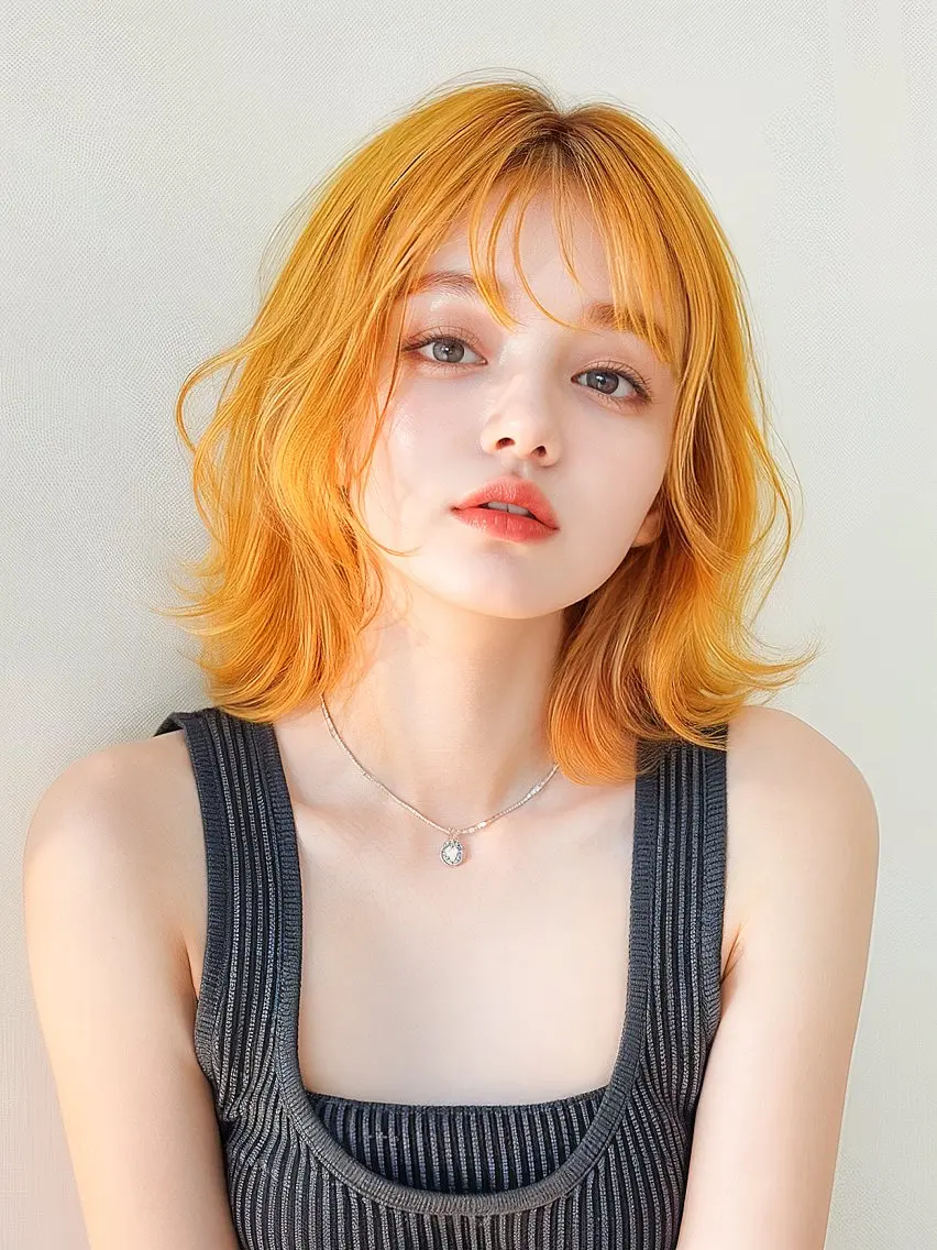 ミディアム カラー 🌈派手髪ハイトーン 🌈鈴木亮太🌈のヘアスタイル
