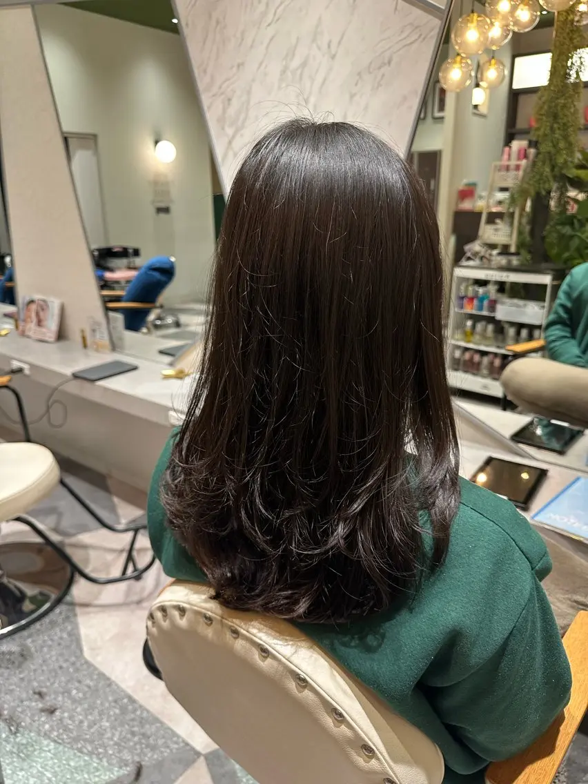 ロング 顔周りカット レイヤーカット 【echelle】 あむのヘアスタイル
