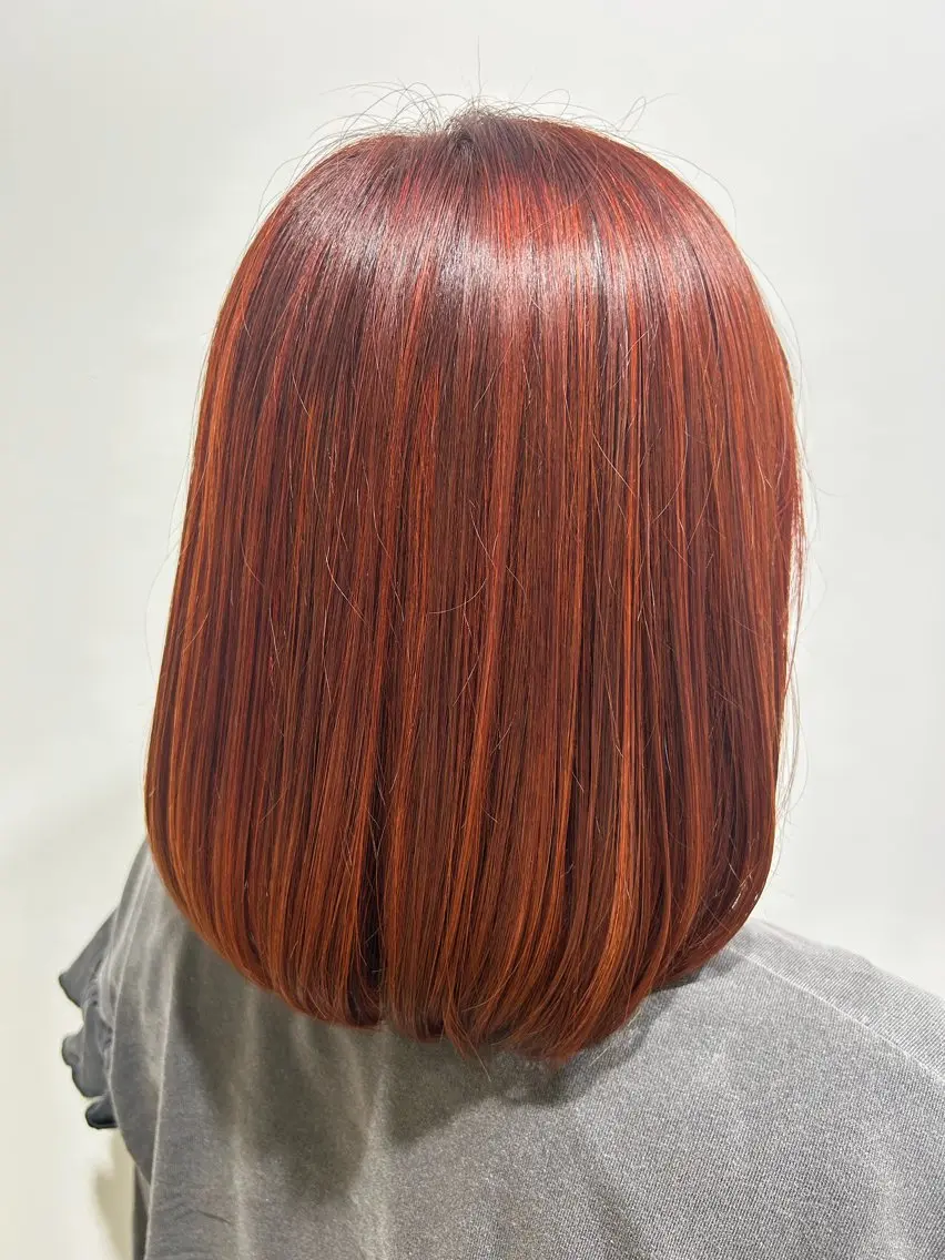 ミディアム カラー オレンジ レッドカラー ヘアカラー カット⚡️カラー🫧 募集中/愛海のヘアスタイル