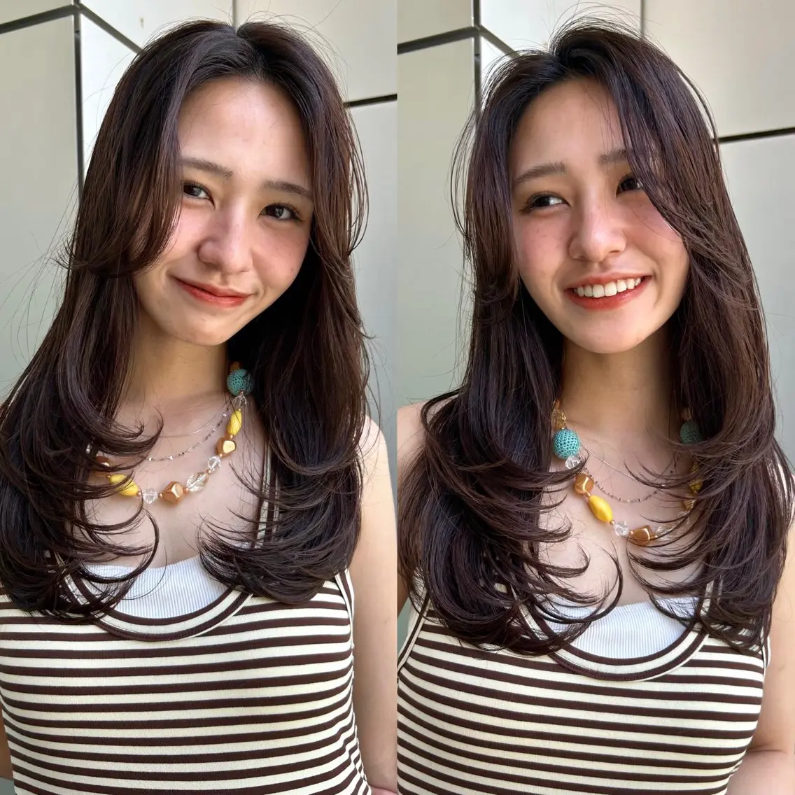 ロング カラー カット ヘアカラー トリートメント 🍒ハイレイヤー🍒 海外ヘア🍒Momoのヘアスタイル
