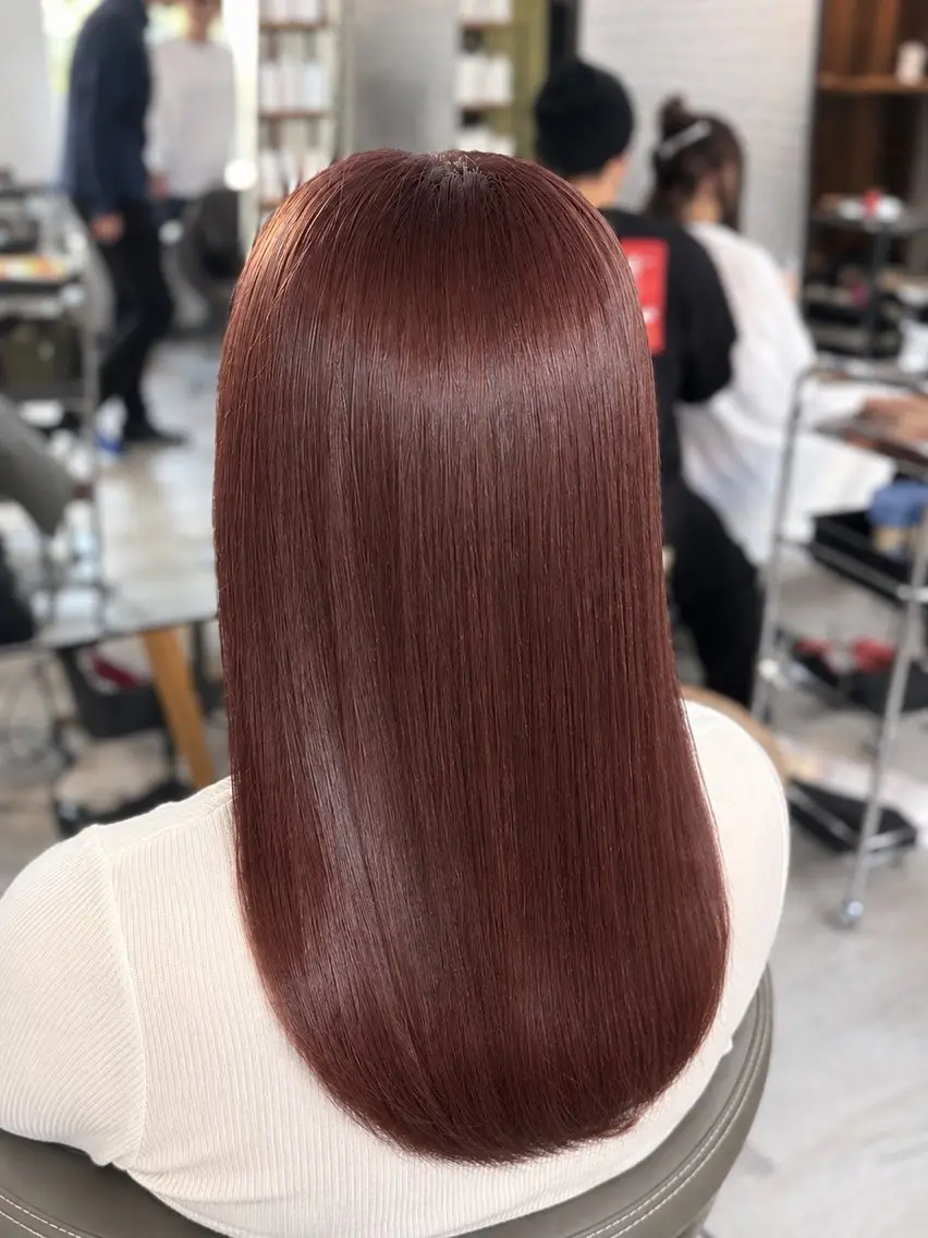 セミロング カラー ピンクカラー ❤️Mimi/non ワンカラー❤️のヘアスタイル