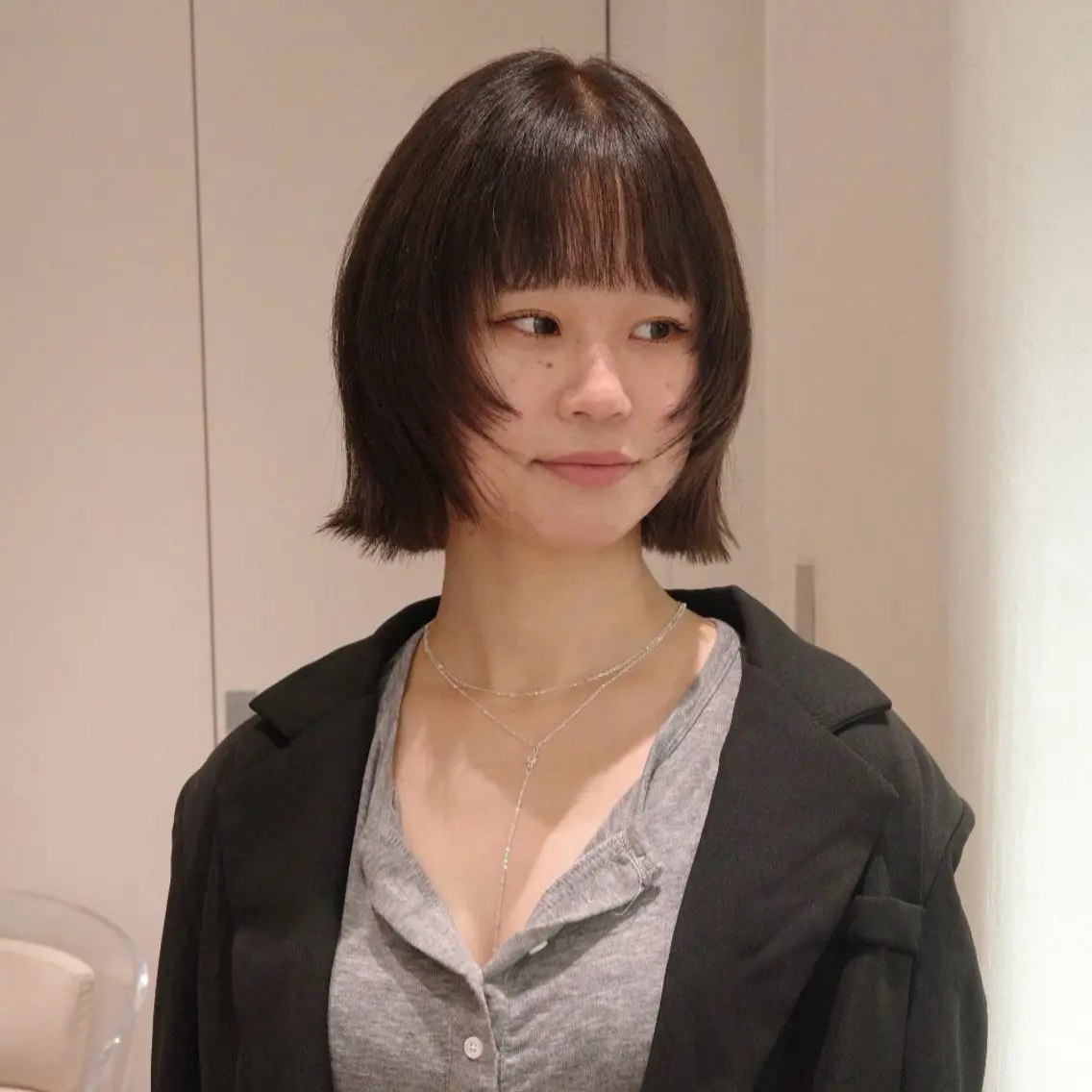 ショート カラー ボブレイヤー ブラウンカラー 透明感カラー ボブ レイヤーカット ヘアカラー トリートメント 渋谷/レイヤーボブ ・メンズ短髪 コウのヘアスタイル