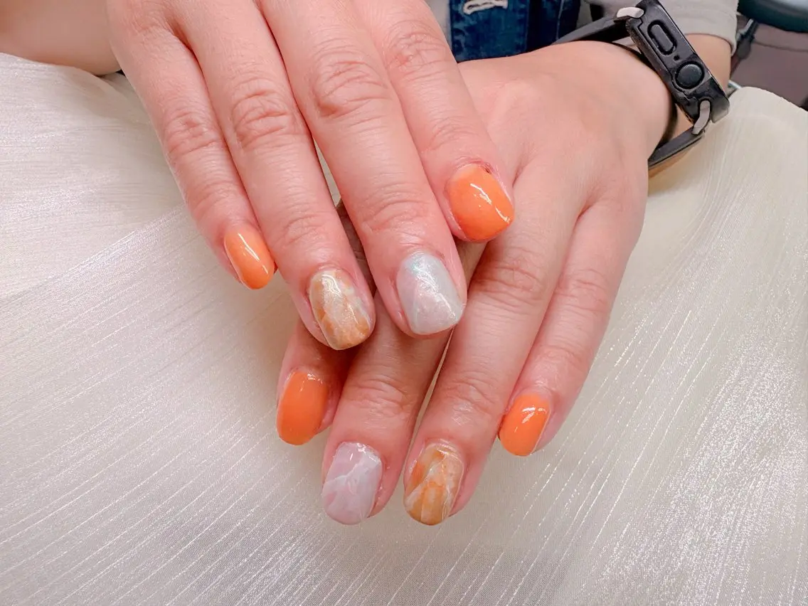 ネイル オレンジ Nailの ヤマダさんのネイルデザイン