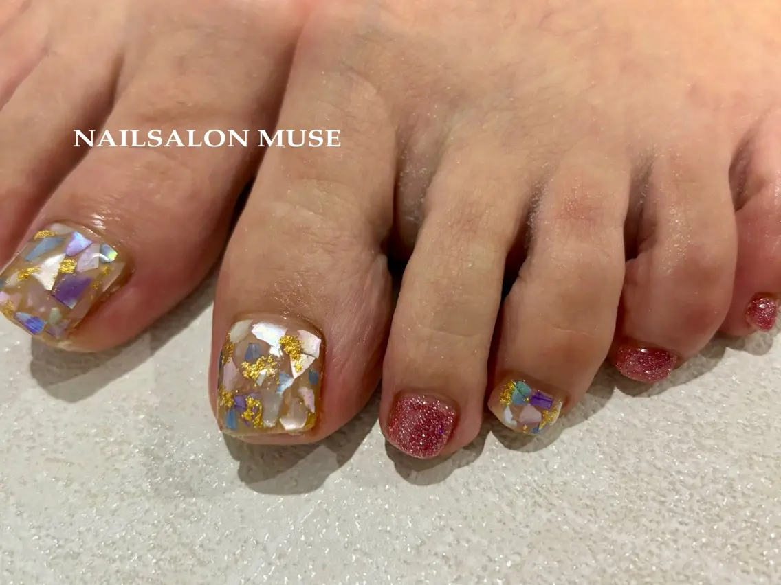 ネイル フラッシュネイル フットネイル ジェルネイル マグネットネイル ミラーネイル Nail Salon MUSE    Aiのネイルデザイン
