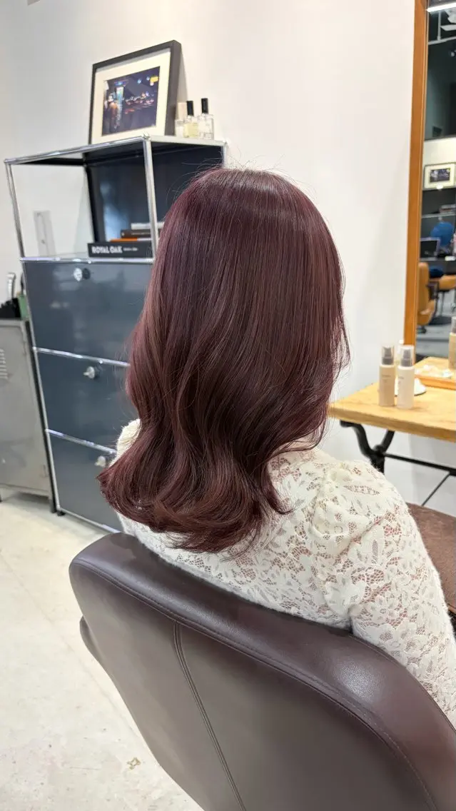 ミディアム カラー ブラウンカラー ピンクカラー ピンクブラウン ヘアカラー ここね/透明感 カラー/ナチュラルのヘアスタイル