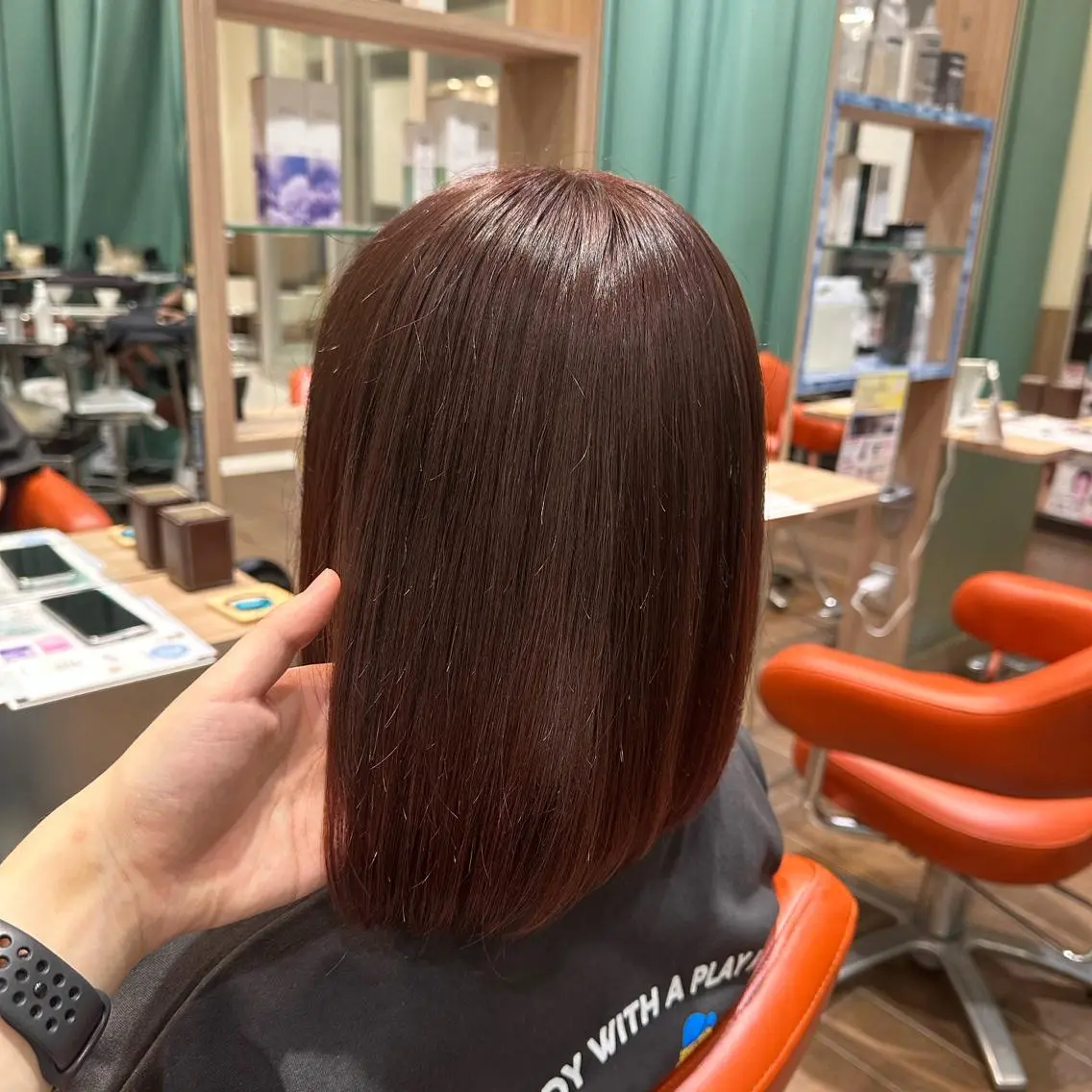 ミディアム カラー ブリーチ ブリーチなしカラー ピンクカラー 佐藤功真/ ブリーチなしカラーのヘアスタイル