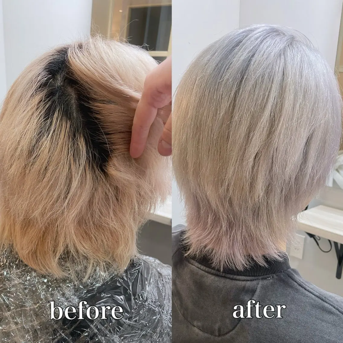 ミディアム カラー メンズ メンズブリーチ ブリーチ ☁️ケアブリーチ￤ ウルフ￤Shioriのヘアスタイル