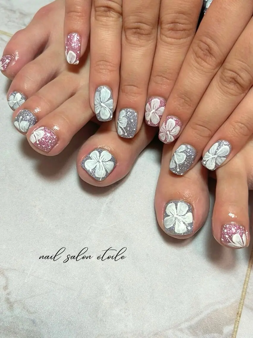 ネイル フラッシュネイル フラワーネイル フットネイル 夏ネイル ハンドネイル nail salon étoileのネイルデザイン