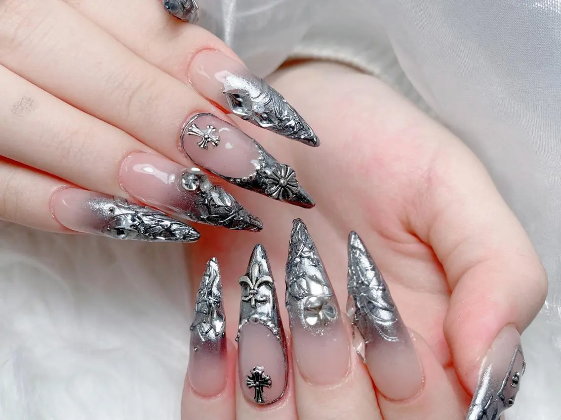 ネイル 成人式 大理石ネイル(マーブル) リボン 夏ネイル ネイルチップ ハンドネイル Mi Na Nail Salonのネイルデザイン