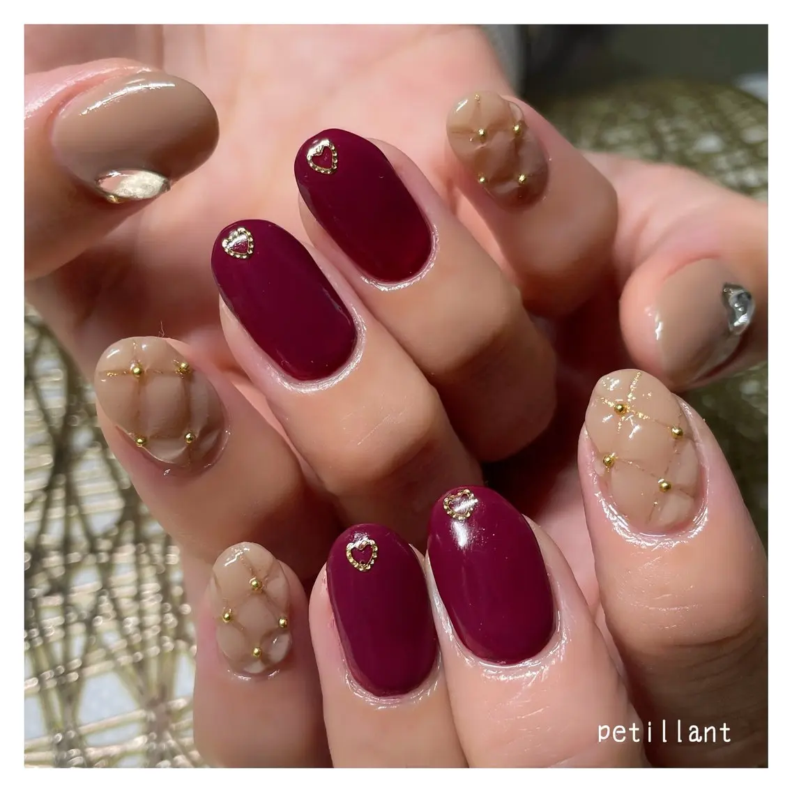 ネイル アートネイル ボルドー nail salon petillantのネイルデザイン
