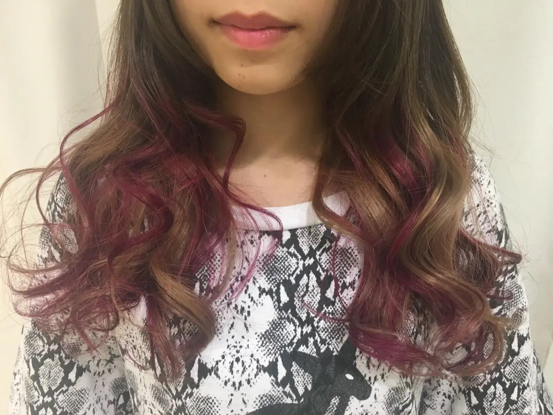 ロング カラー ヘアアレンジ メッシュ きむえり/髪質改善 /うねり広がり改善のヘアスタイル