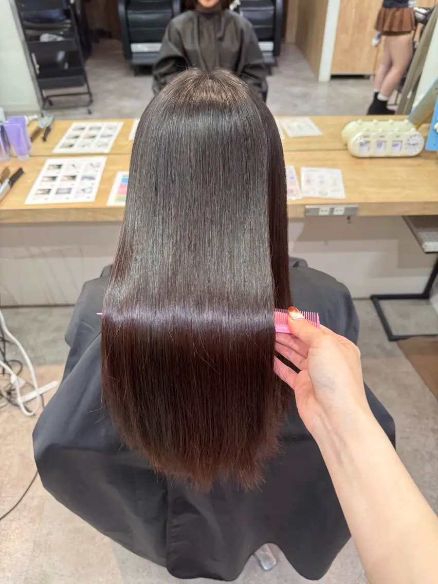 ロング パーマ 縮毛矯正 酸性ストレート ストレートパーマ 縮毛矯正 トリートメント 髪質改善縮毛矯正/ エクステ/ひふみ🌛のヘアスタイル