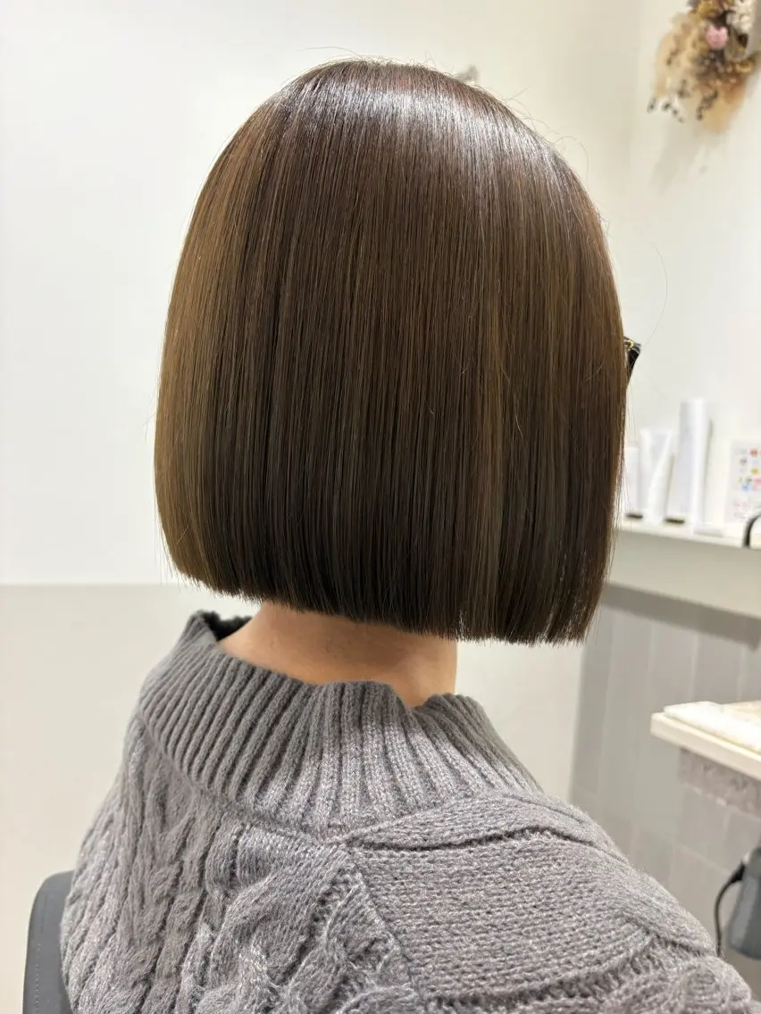 ショート パーマ ボブ 縮毛矯正 ストレートパーマ クラッチムク　宮本 志乃のヘアスタイル