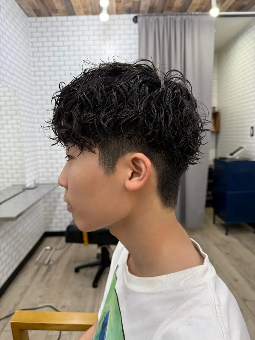 ショート パーマ メンズ スペインカール カット パーマ 森田稔將 N゜大分中央町店のヘアスタイル