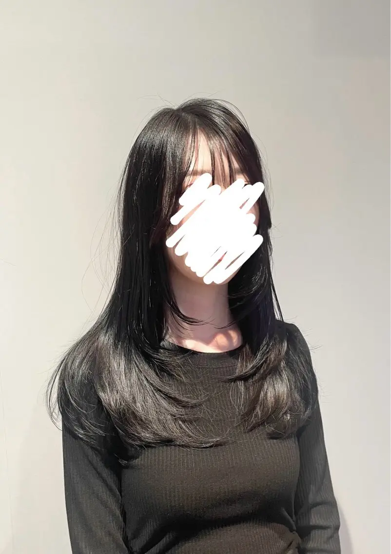 ロング 顔まわりレイヤー 顔周りカット レイヤーカット 小顔カット カットモデル/ miyuのヘアスタイル