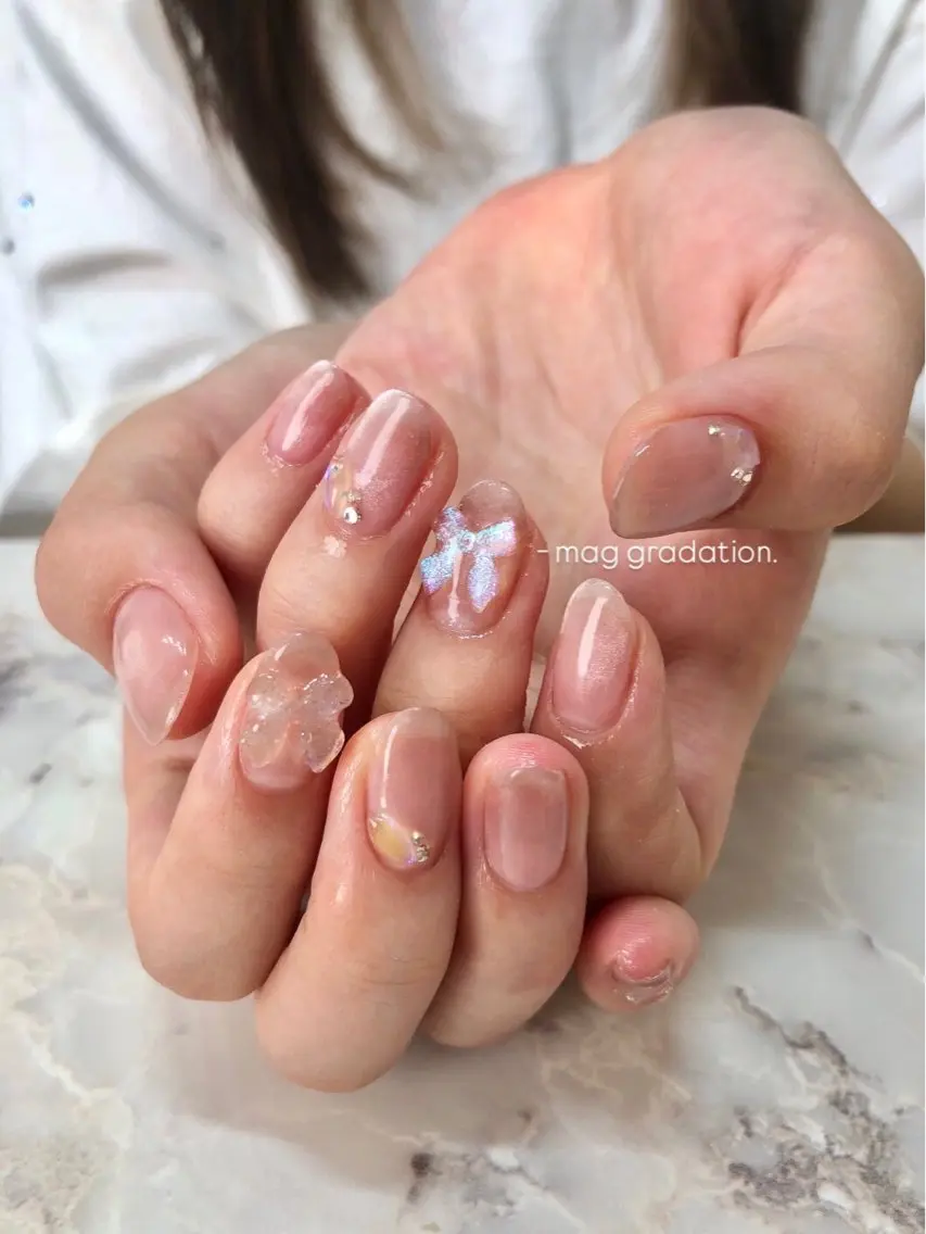 ネイル アートネイル グラデーション マグネットネイル ワンカラーネイル nail salon Ollieのネイルデザイン