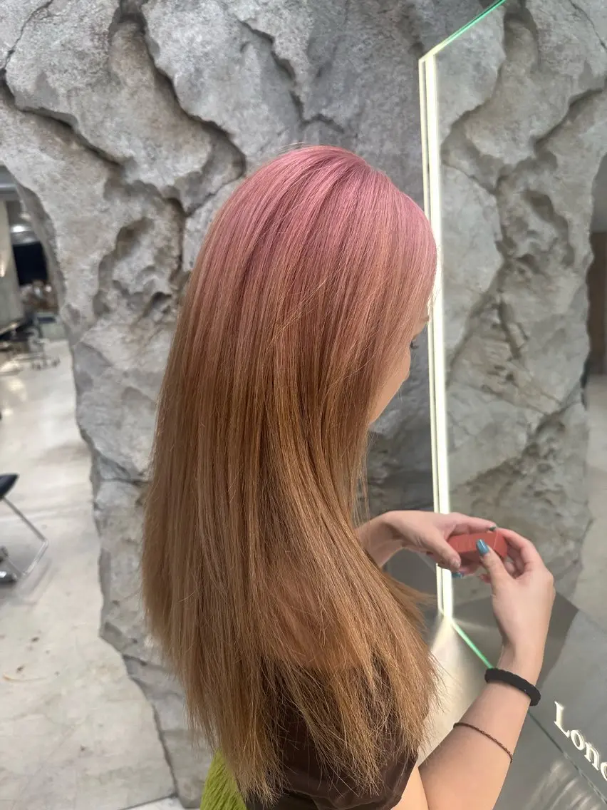 ロング カラー ブリーチ ケアブリーチ ダブルカラー ピンクカラー ホワイトピンク 隼多/似合わせ レイヤー/オリーブのヘアスタイル