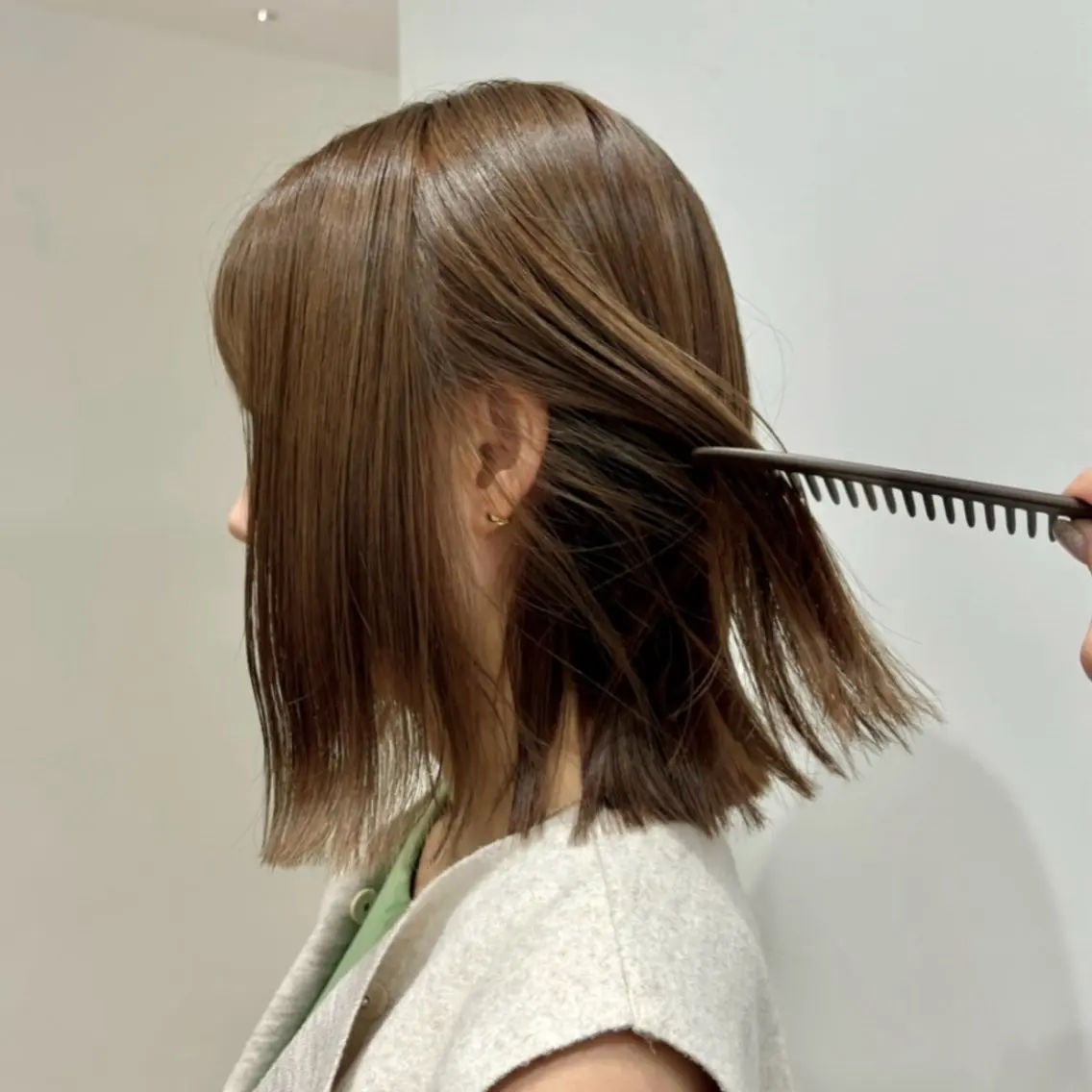 ミディアム カラー ベージュカラー ブリーチ ダブルカラー ブリーチなしカラー ボブ カット ヘアカラー トリートメント ベージュ🤎透明感 カラー🤎anriのヘアスタイル