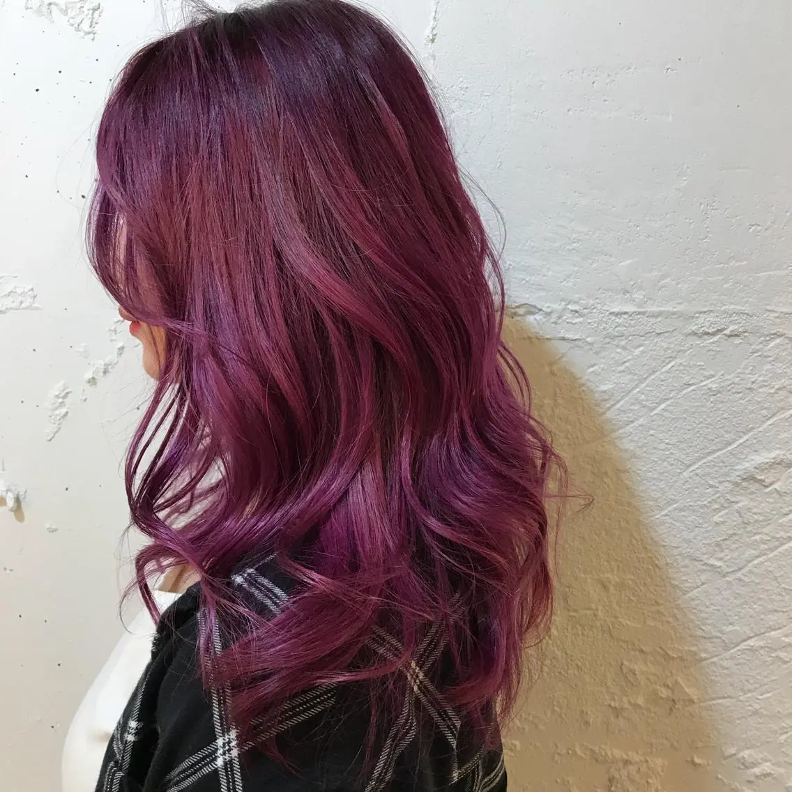 セミロング カラー ヘアアレンジ ダブルカラー バイオレットカラー 【体験】韓国 メイク&ヘア天神のヘアスタイル